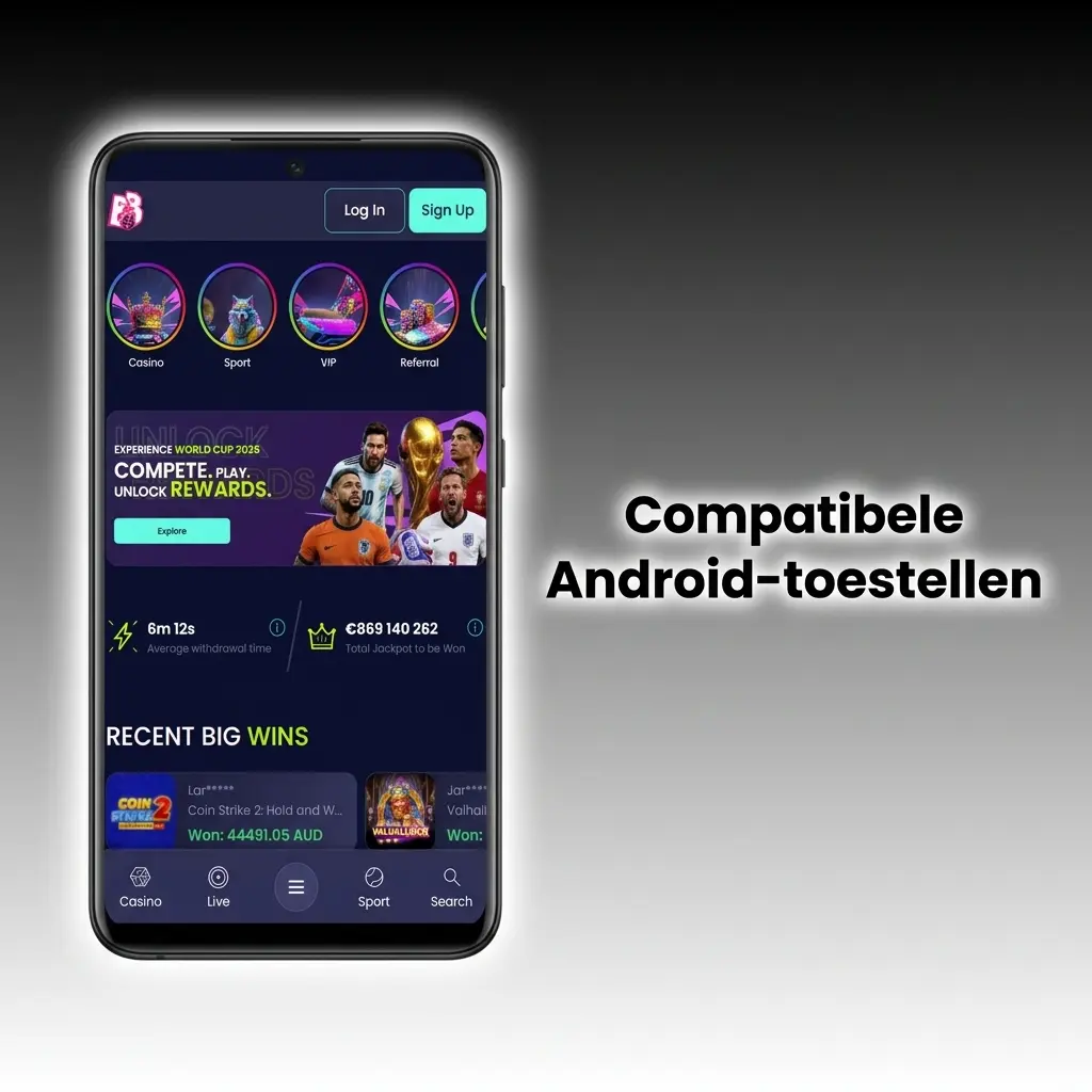 Compatibele Android-toestellen voor de Booms.bet app