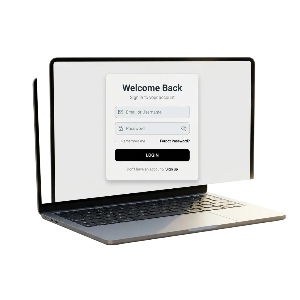 Booms.bet login scherm op laptop en telefoon